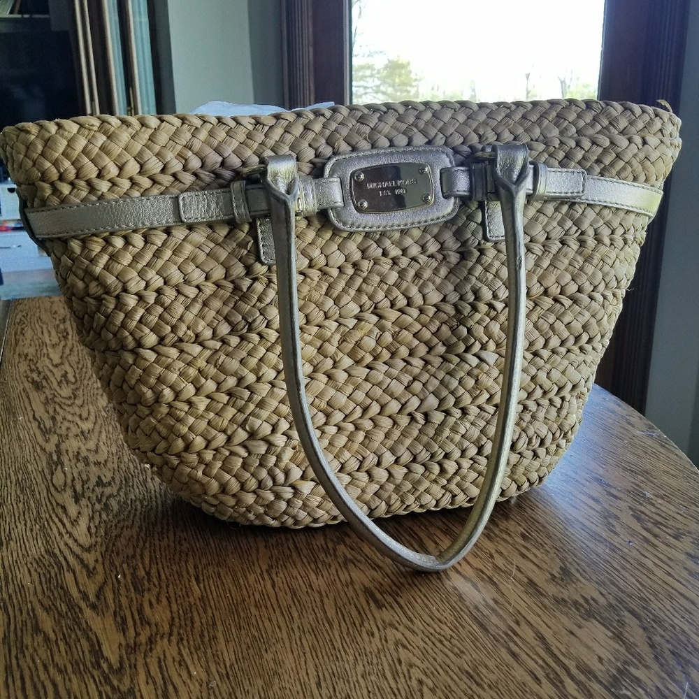 Michael Kors woven straw tote NWT